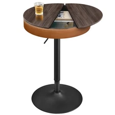 VASAGLE EKHO Collection - Height Adjustable Bar Table, Round High Pub Table w...