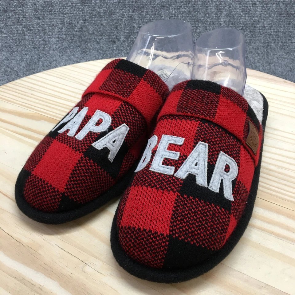 Тапочки мужские DF by Dearfoams 9-10 Mules разноцветные комфортные из искусственного меха папа медведь - Изображение 3 из 4