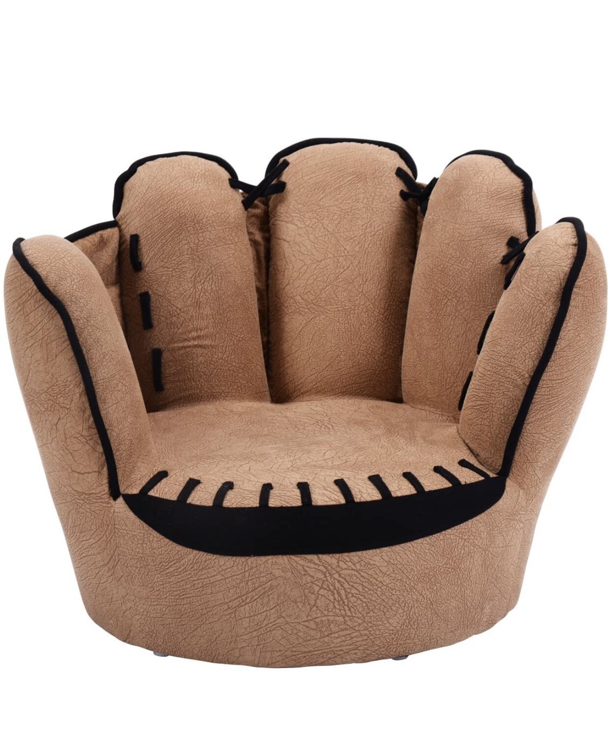 Wood & Suede Kids Baseball Glove Chair (a)