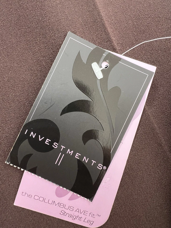 Investments II Women's 16W Short Slacks Stretch Pant Brown NWT Elastic Back - Image 3 of 4