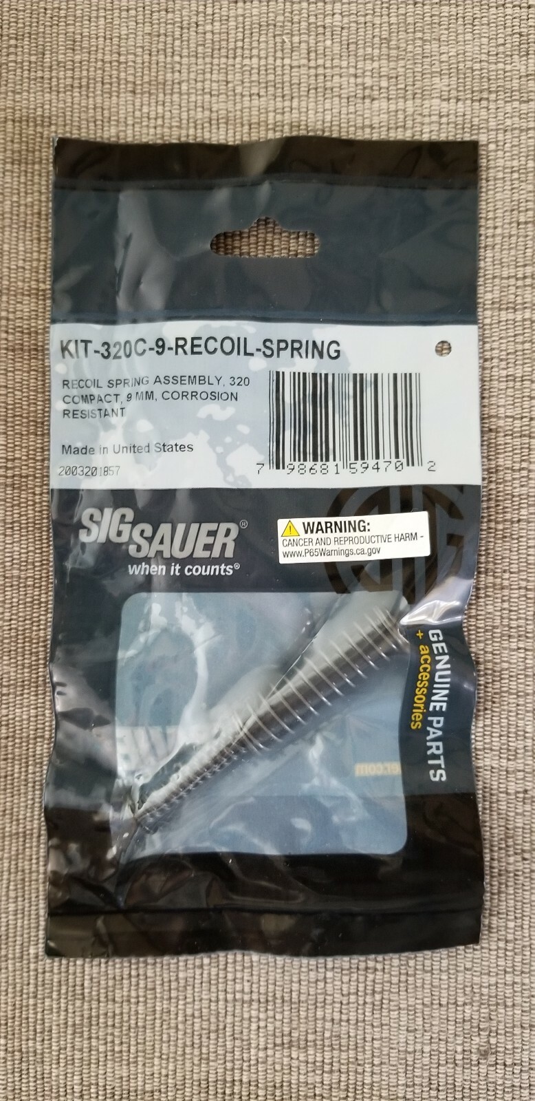 P320 Compact Carry Recoil Spring Assembly 9mm for 3.9" barrel Corrosion ...