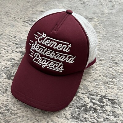 ELEMENT Skateboard Projects Hat Red White Snapback Trucker Hat Cap