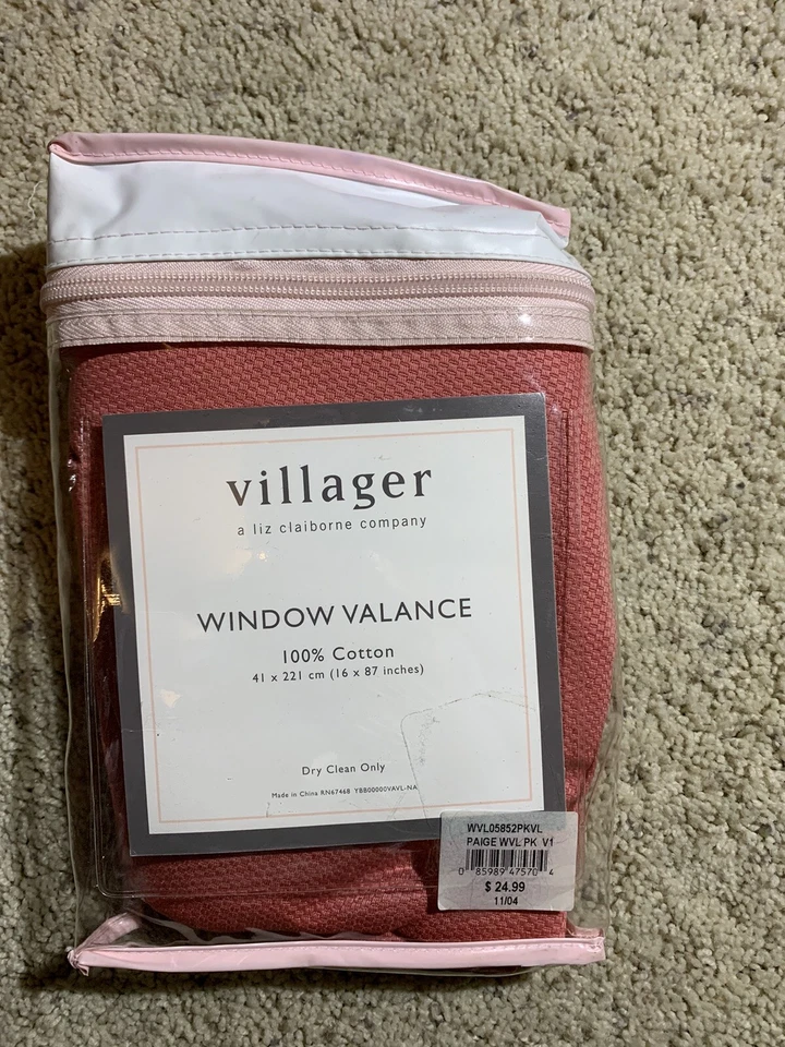 Window Valance Liz Claiborne Pink Curtain Cotton 16 Wide x 87 Long NEW - Image 2 of 3