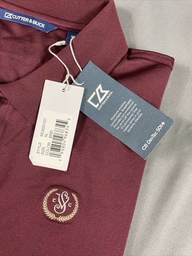 Cutter & Buck Golf Shirt Polo DryTec Chest Logo SVCC XL Maroon NWT MSRP $70 - Picture 2 of 6