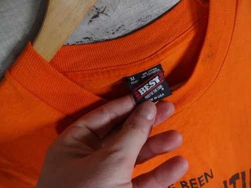 T-Shirt Hirschjagd orange Stich 90er große Grafik Vintage Obstwebstuhl bestes Tag M - Bild 4 von 6