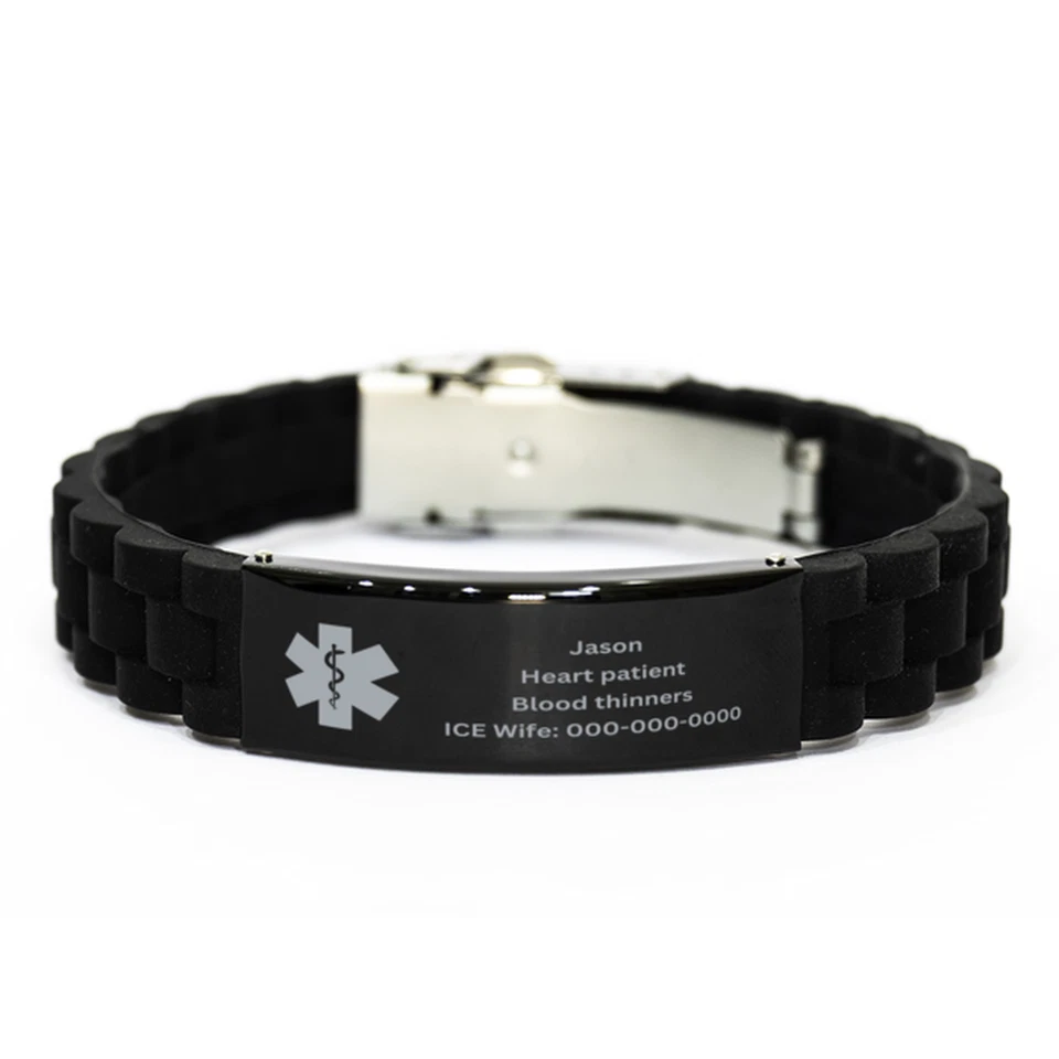 Pulsera de alerta médica personalizada, pulsera de identificación médica personalizada, etiqueta de identificación médica Foto 4 de 4