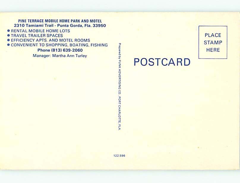 Unused Pre1980 PINE TERRACE MOTEL & MOBILE HOME PARK Punta Gorda FL
