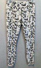 Varley Women  s Sz M White Green Strip Camo Yog Active Let's Move Pocket Leggings