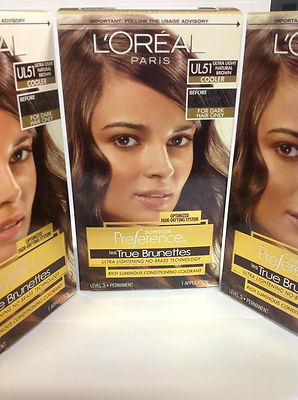 3 X L'Oreal Paris Superior Preference #UL51 Ultra Light Natural Brown -Dark Hair