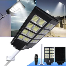 Commercial 1200000LM Outdoor Dusk to Dawn Solar Street Light IP67 Road Lamp+Pole