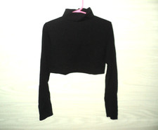 Body Wrappers Long Sleeve Midriff Turtleneck Sz Child 8-10 Black 106 Dance NEW