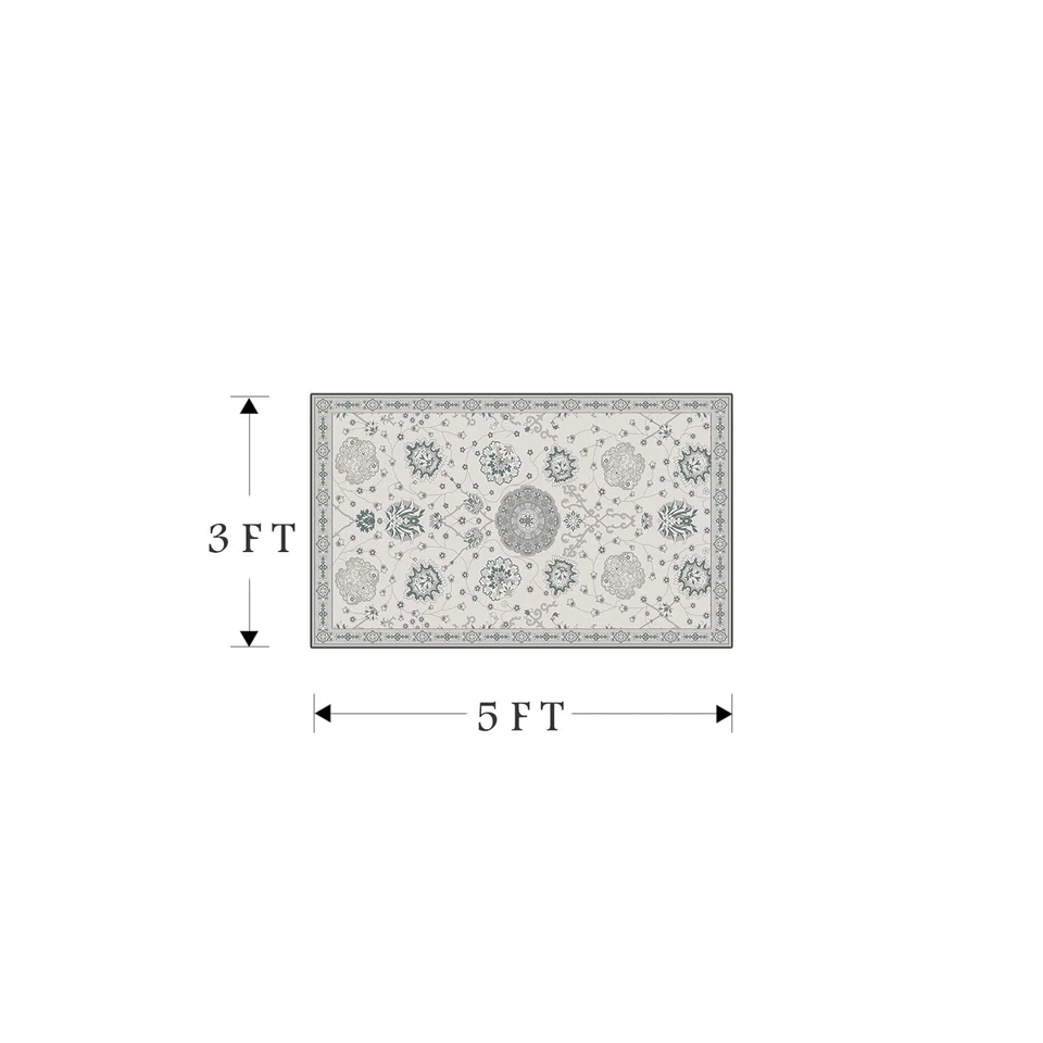 Area-Rug 3 x 5 ft, Oriental Rug Paisley Floral Carpet Machine Washable Rug Fa... - Image 2 of 4