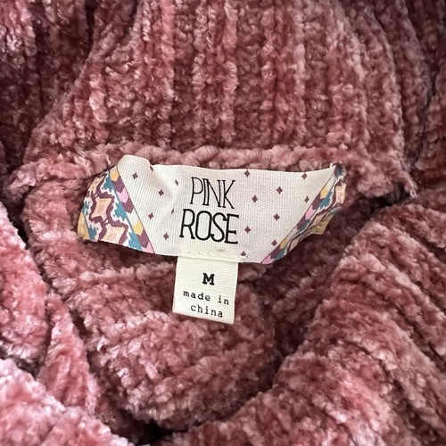 Pink Rose Soft Chenille Ribbed Pink Comfy Casual Turtleneck women's medium - Picture 6 of 8
