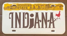 1980's INDIANA HOOSIER STATE BOOSTER License Plate (PLASTIC) WITH RED CARDINAL