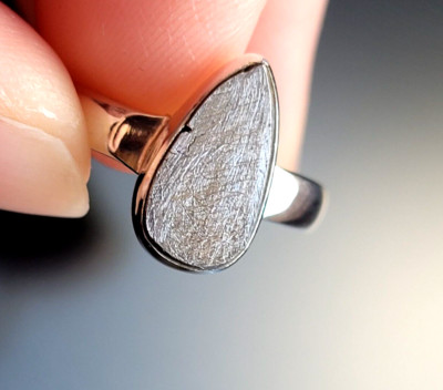 925 Sterling Silber Ring Meteorit Muonionalusta Meteorit Schweden Gr. 16