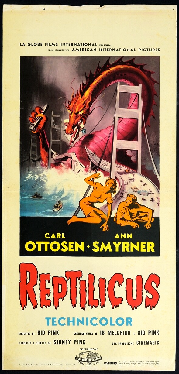 Locandina originale film Reptilicus (1961) - Regia di Poul Bang, Sidney W. Pink