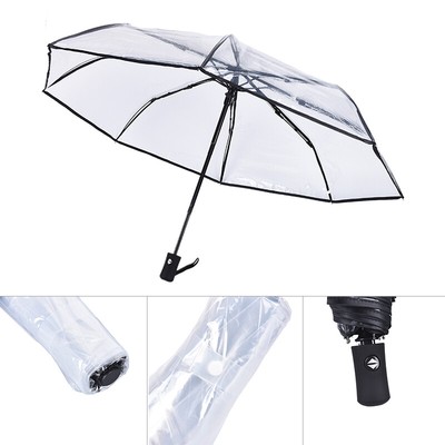 Automatic Open Close Fold Windproof Umbrella Compact Rain Transparent CleaH1 _r1