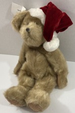 Hallmark Christmas Bear w/Santa hat 12" plush fully jointed