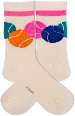 K. Bell Women's Fuzzy Tennis Crew Socks 1 Pair, Sand, Women's 4-10 Shoe