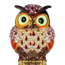 Waltz&F Hollow owl Trinket Box Hinged Hand-painted Figurine Collectible Ring ...