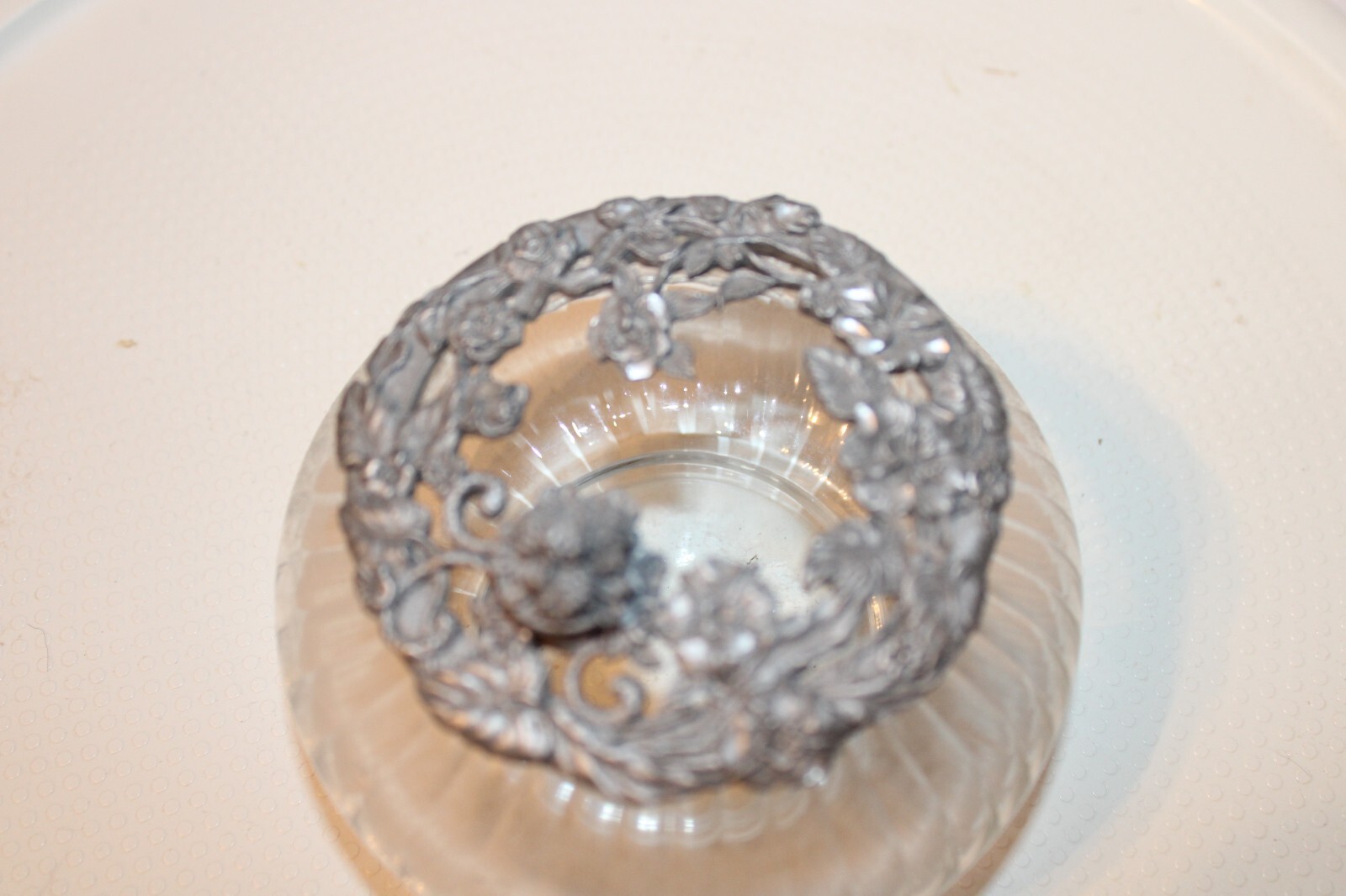 Rare Vintage Anchor Hocking Rawcliffe Pewter Rose Potpourri Lid and Jar