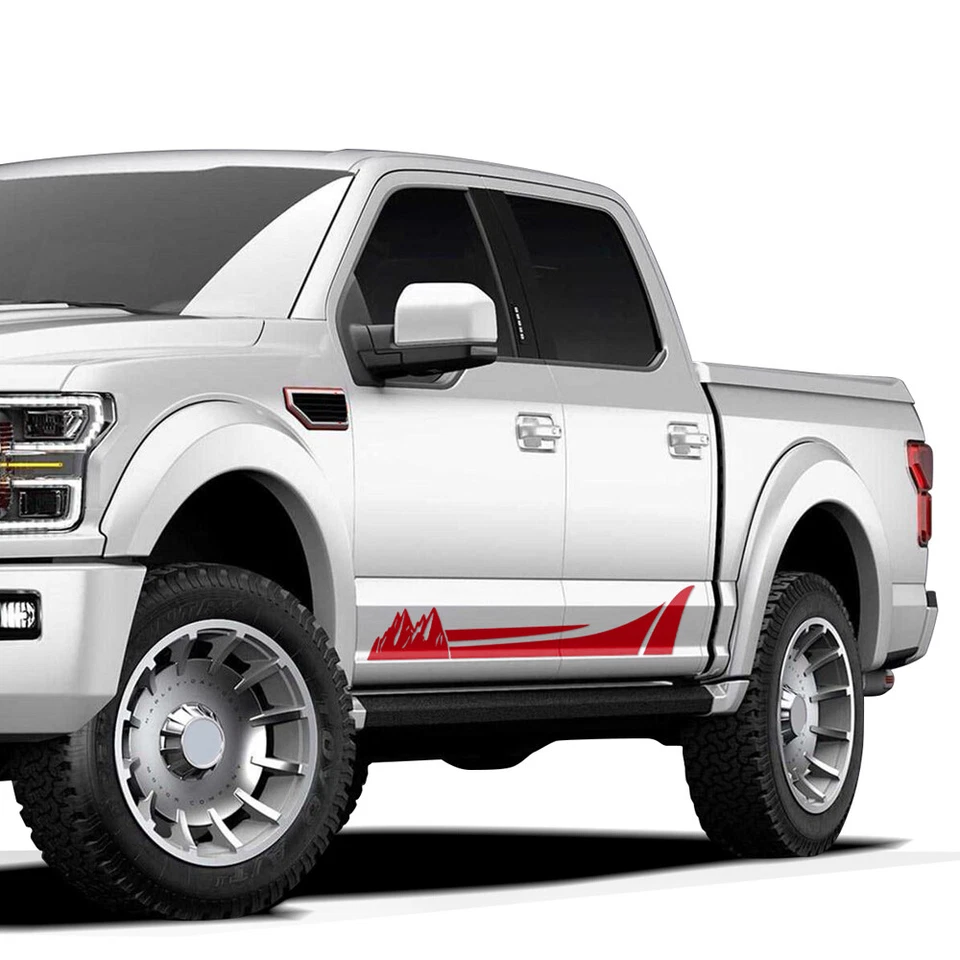 Calcomanía adhesiva a rayas con panel basculante de montaña de carreras de autos para camioneta Ford F150 Foto 4 de 4
