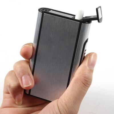 Aluminium Automatischer Auswurf Zigarettenschachtel Winddicht Ciga Halter Tasche C8T8 I2U0
