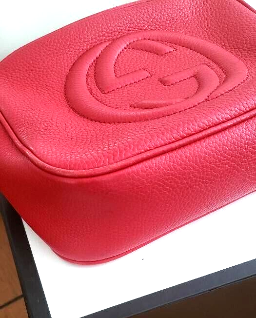 Gucci Red SoHo Disco Leather Camera Crossbody Bag with Box