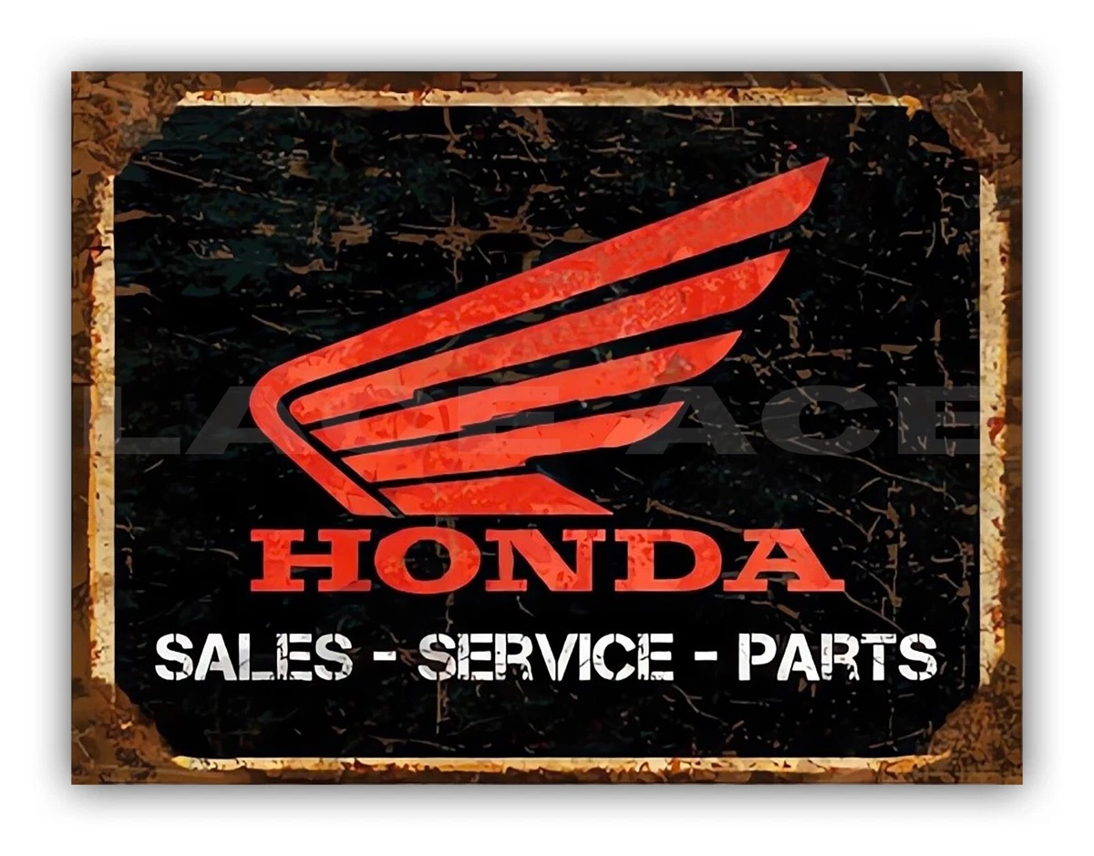 Enseigne Vintage HONDA 'Sales-Service-Parts' En Métal - 20x30cm - Neuf - Décoration Atelier
