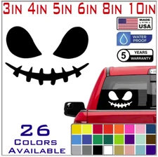 Pumpkin Face Vinyl Decal - Halloween Creepy Smile Scary - Die Cut Sticker (S23)