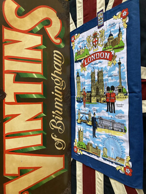 London Main Tourist Attractions Geschirrtuch Großbritannien Souvenir Geschenk UK GB