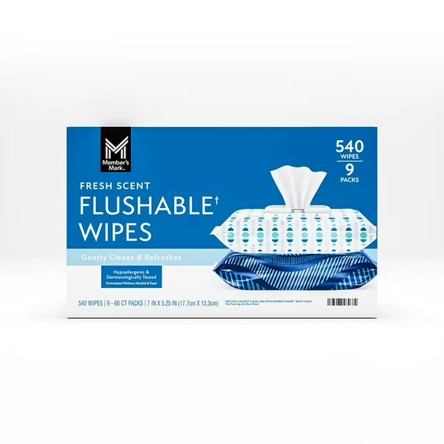 Member's Mark Flushable Wipes, Fresh Scent, 540 ct. Box contains 9 Packs. - Image 2 of 2