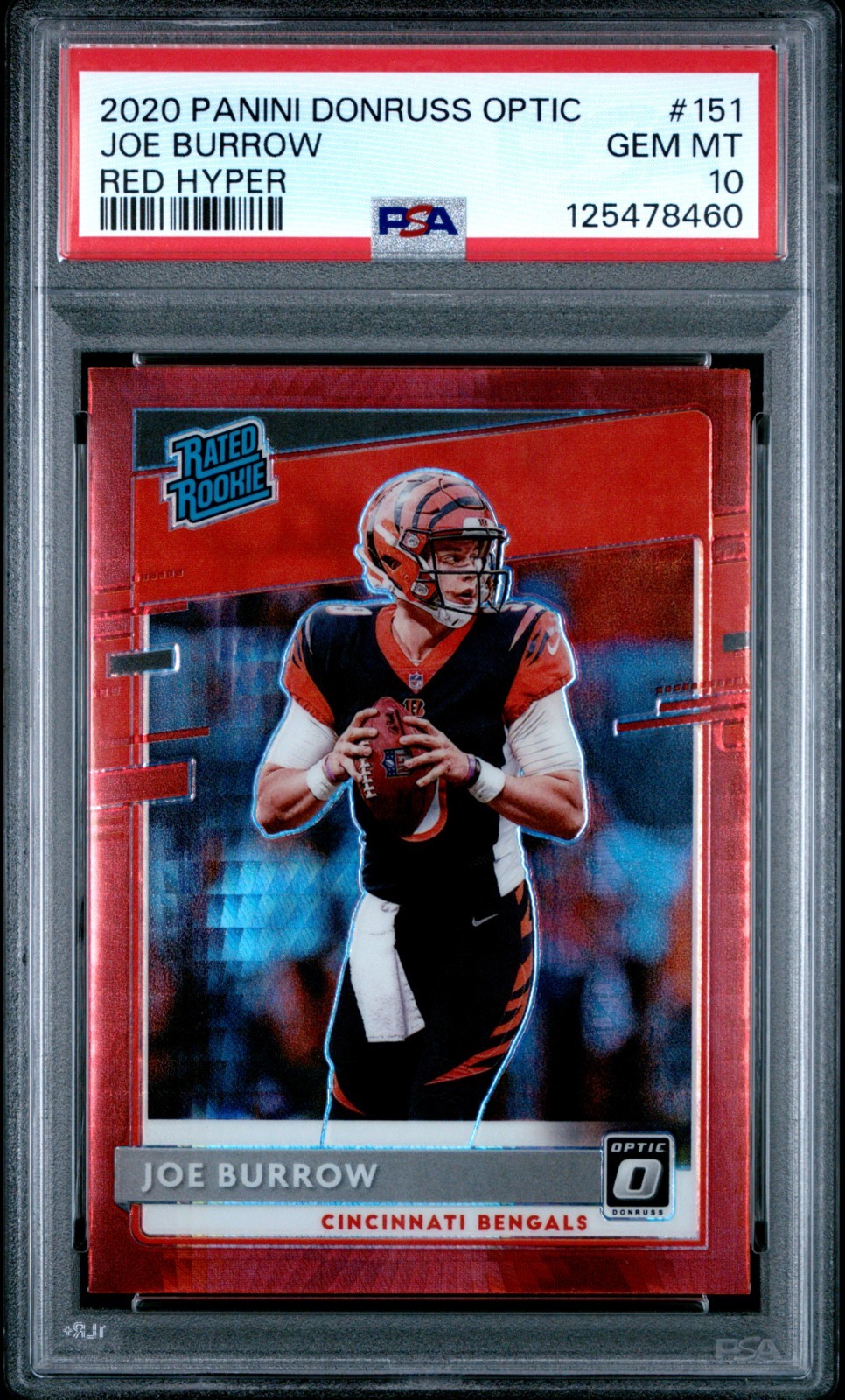 2020 PANINI DONRUSS OPTIC RED HYPER #151 JOE BURROW ROOKIE RC PSA 10 LOW POP!!