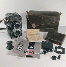 Yashica 635 TLR 120/35mm Dual Format Camera Manual Conversion Kit Case  Receipt