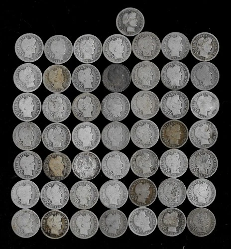 Barber Dime Roll (50 Coins) 90% Silver (1897-1916) Lot C85