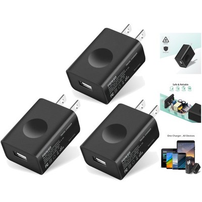 Universal Travel USB Charger 3-Pack - 5V 2A Adapter for Smartphones & Tablets