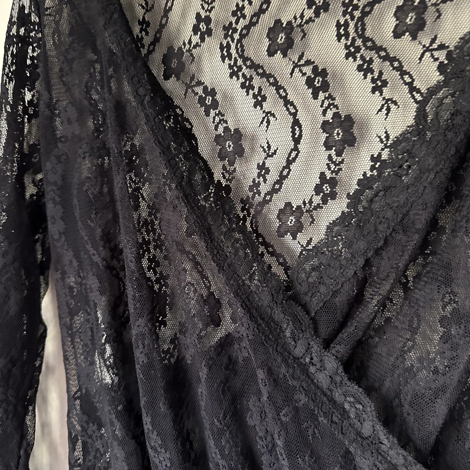 Top Babydoll Apostrophe Negro Encaje Hada Grunge Talla L Cachicho Floral Transparente Foto 2 de 4