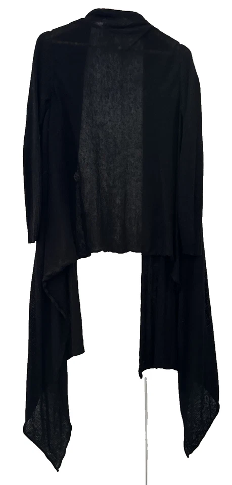 RONIT ZILKHA.  BLACK KNIT OPEN WATERFALL LONGERAT FRONT CATDIGAN.  SIZE XL - Image 4 of 4