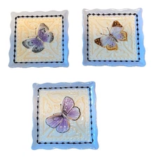 MWW Market Set of 3 Ceramic “Under the Arbor” Butterfly Mini Plates 4 In