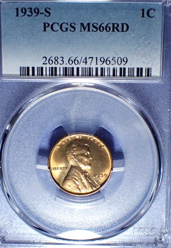 1939-S Lincoln cent  PCGS MS 66 Red