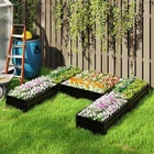 Outsunny Raised Garden Bed Set of 5 DIY Large Steel Planters Box, Black