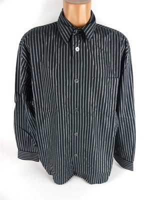 SIGNUM Herren Hemd Gr. M Freizeithemd langarm schwarz gestreift Baumwolle (9469)