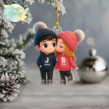 Personalized Cartoon Couple Ornament, Custom Couple Gift, 2D Flat