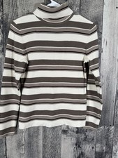 NWT Vintage 90s Petite Sophisticate Brown And Cream Mock Neck Sweater Sz Medium