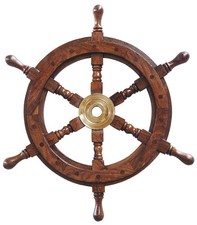 Schiffssteuerrad Ruder Steuerrad Schiff Holz Messing Maritim Nostalgie 42 cm