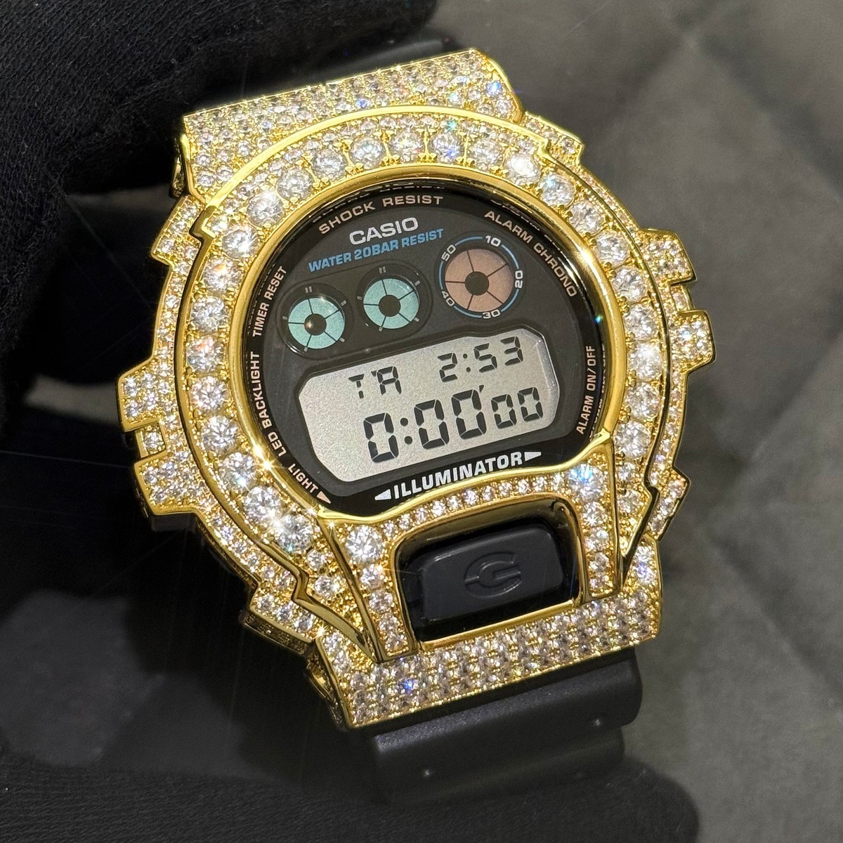 Authentic Gold 13.5 CTW Casio G-Shock DW6900 Iced Out Watch | eBay