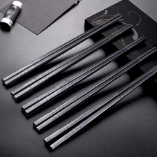 Chopsticks - 10 Pairs Reusable Fiberglass Alloy Chopstick Set, Dishwasher Safe (