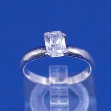 sz 6, vtg Sterling silver handmade ring, 925 engagement ring w/ crystal