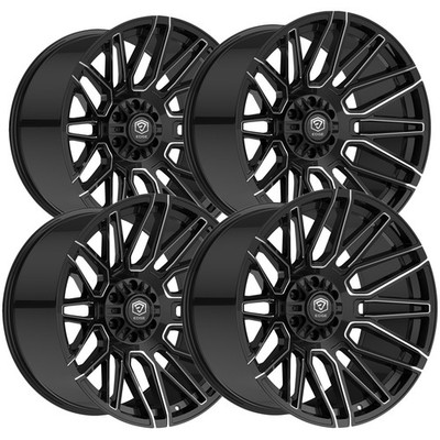 (Set of 4) Edge Off-Road 306BM 22x10 6x135/6x5.5'' -19mm Black/Milled Wheels Rims