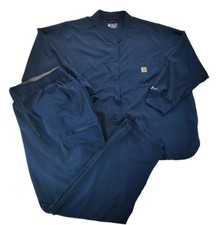 CARHARTT WOMENS FLEX FORCE 3XL SCRUBS BUTTON LONG SLEEVE TOP AND PANTS BLUE